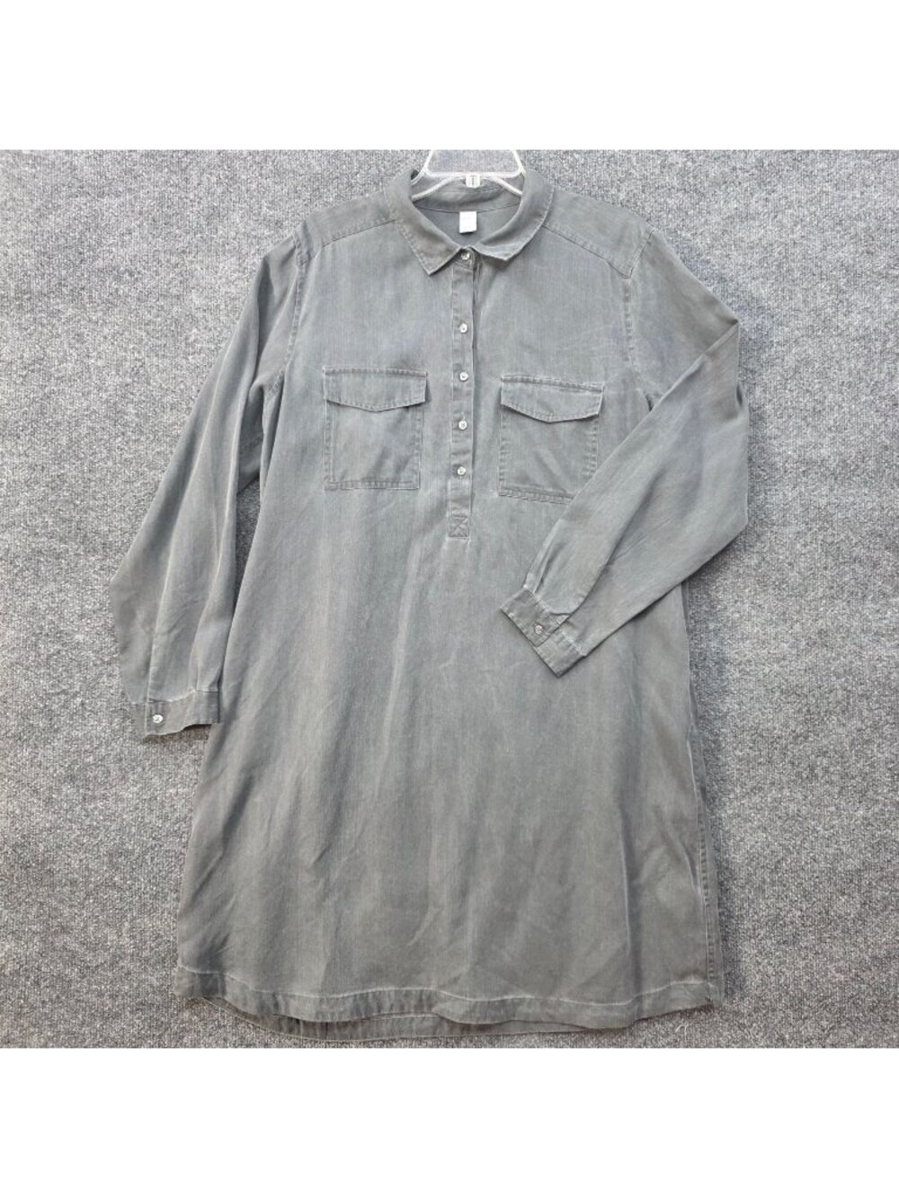 Old Navy Shirt Dress XL Gray Washed Utility Minimalist Casual Lagenlook Weekends